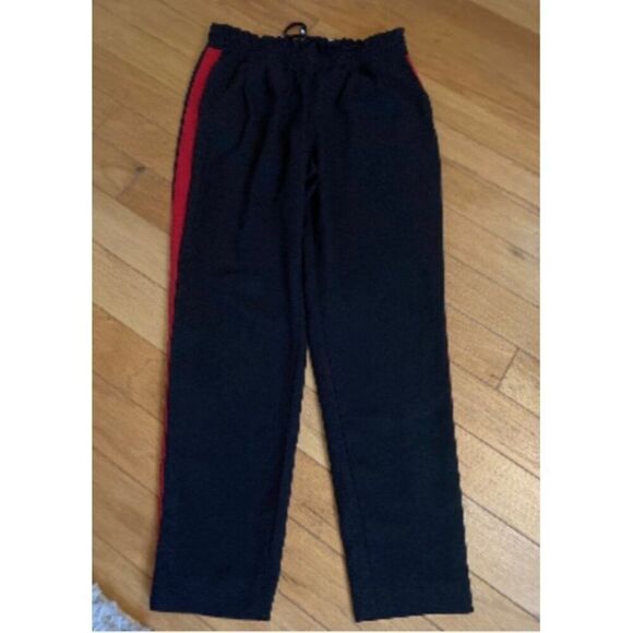 Zara Basic women's red side striped black elastic waist casual pants size medium - Picture 1 of 9